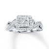 Thumbnail Image 1 of Previously Owned Diamond Diamond Engagement Ring 5/8 ct tw Princess & Round-cut 14K White Gold - Size 9.75