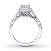 Thumbnail Image 2 of Previously Owned Diamond Diamond Engagement Ring 5/8 ct tw Princess & Round-cut 14K White Gold - Size 9.75