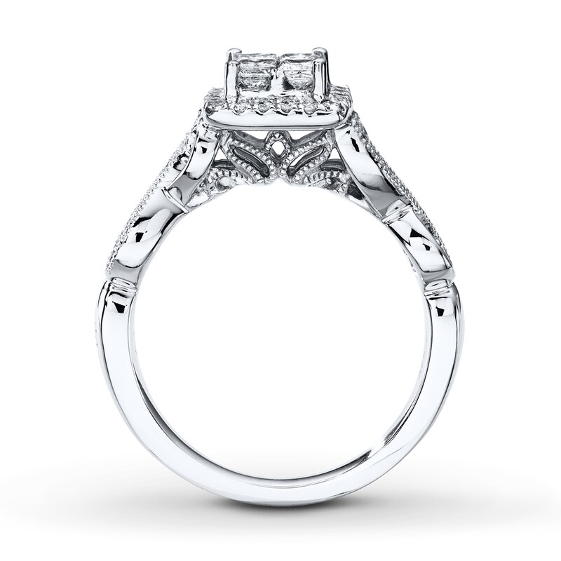 Main Image 2 of Previously Owned Diamond Diamond Engagement Ring 5/8 ct tw Princess & Round-cut 14K White Gold - Size 9.75