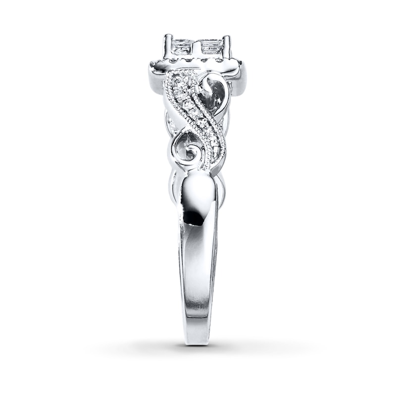 Main Image 3 of Previously Owned Diamond Diamond Engagement Ring 5/8 ct tw Princess & Round-cut 14K White Gold - Size 9.75