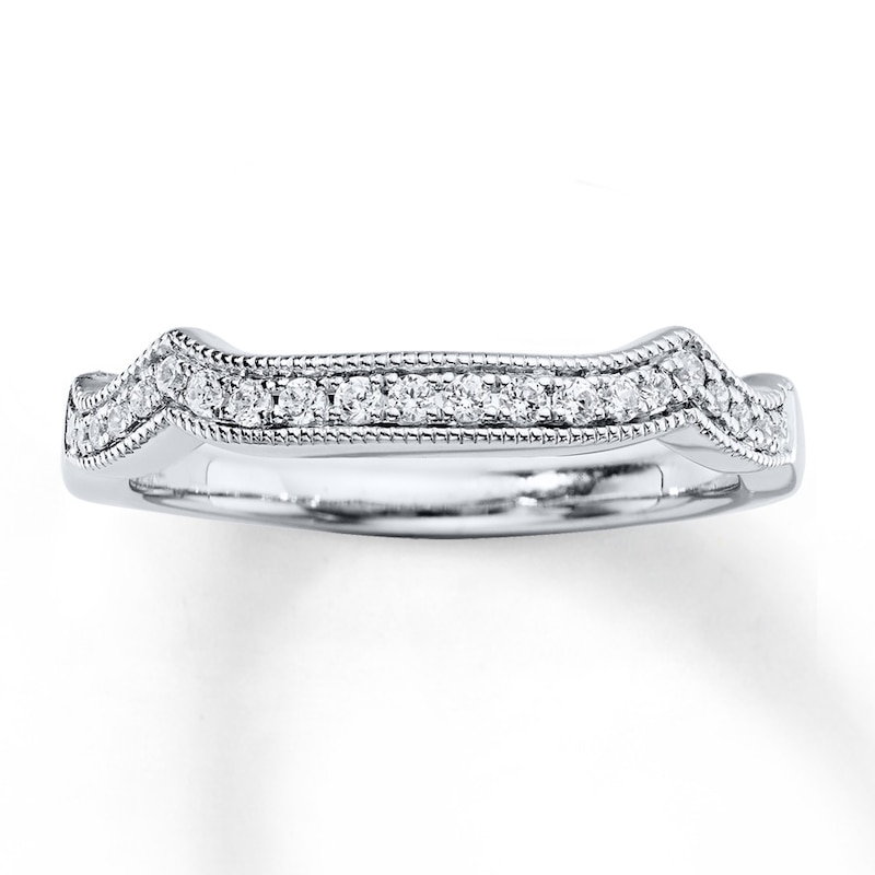 Main Image 1 of Previously Owned Diamond Wedding Band 1/6 ct tw Round-cut 14K White Gold - Size 10.5