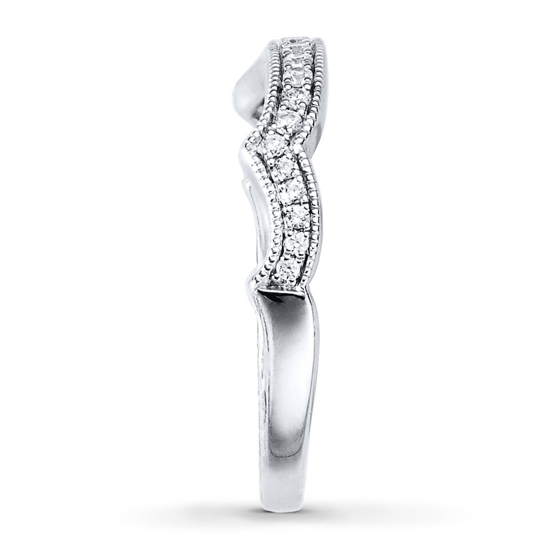 Main Image 3 of Previously Owned Diamond Wedding Band 1/6 ct tw Round-cut 14K White Gold - Size 10.5