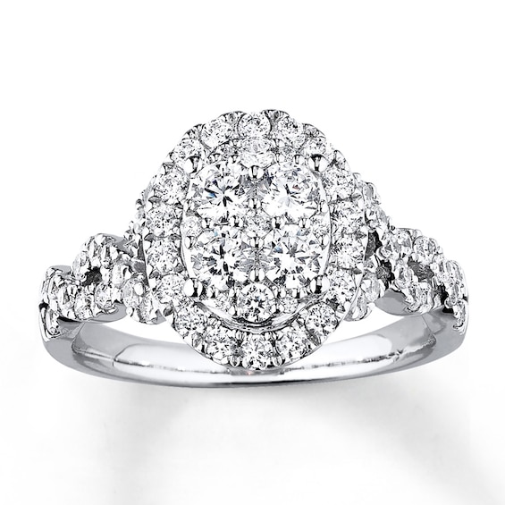 Previously Owned Engagement Ring 1 ct tw Round-cut Diamonds 14K White Gold Size 4
