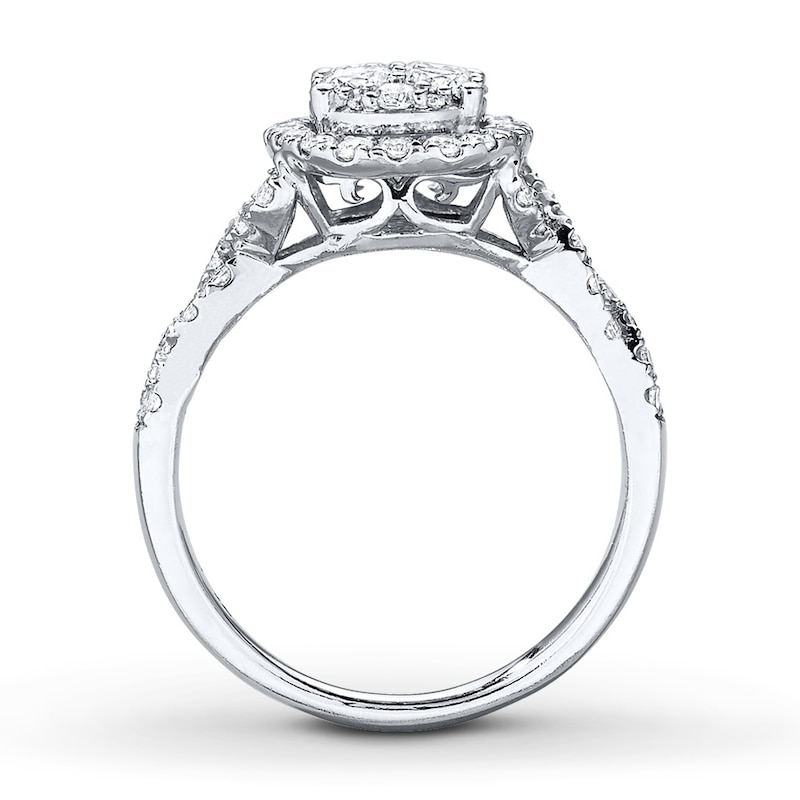 Main Image 2 of Previously Owned Engagement Ring 1 ct tw Round-cut Diamonds 14K White Gold - Size 4