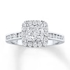 Thumbnail Image 1 of Previously Owned Diamond Engagement Ring 7/8 ct tw Princess & Round-cut 14K White Gold - Size 10