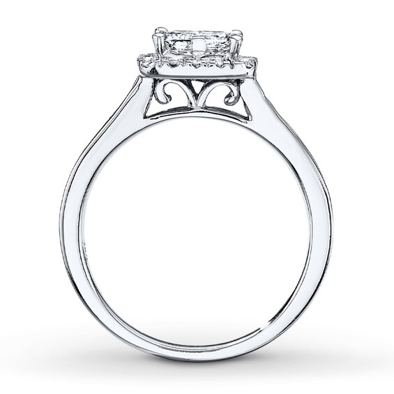 Thumbnail Image 2 of Previously Owned Diamond Engagement Ring 7/8 ct tw Princess & Round-cut 14K White Gold Size 10