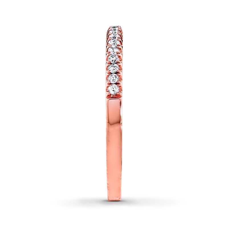 Main Image 3 of Previously Owned Diamond Wedding Band 1/5 ct tw Round-cut 14K Rose Gold - Size 10.25