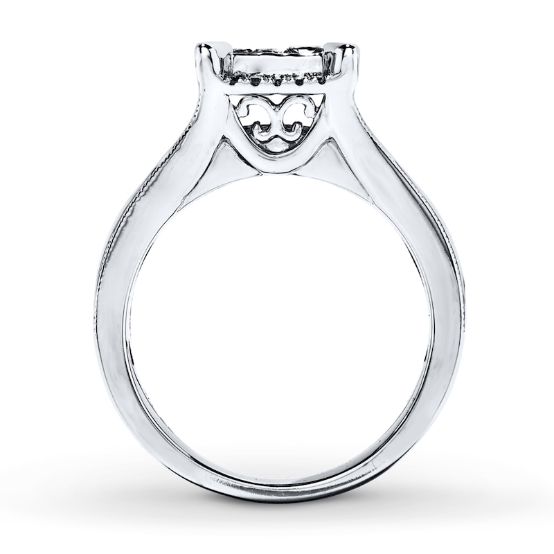 Main Image 2 of Previously Owned Diamond Engagement Ring 1-3/8 ct tw Princess & Round-cut 14K White Gold - Size 9.25