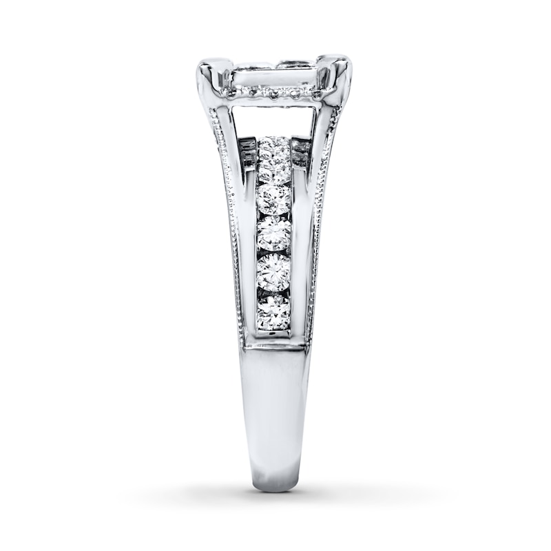 Main Image 3 of Previously Owned Diamond Engagement Ring 1-3/8 ct tw Princess & Round-cut 14K White Gold - Size 9.25