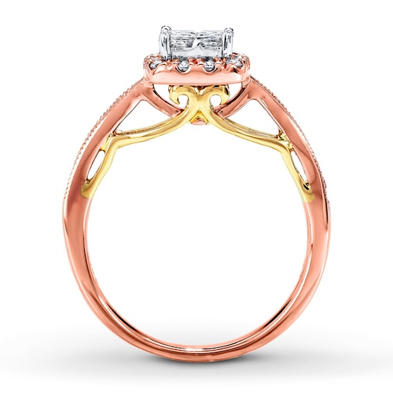 Thumbnail Image 2 of Previously Owned Diamond Engagement Ring 1/2 ct tw Princess & Round-cut 14K Two-Tone Gold Size 10.75