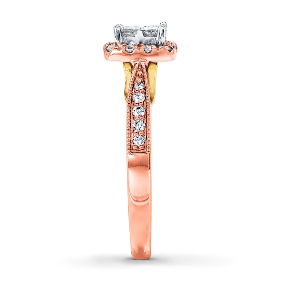 Thumbnail Image 3 of Previously Owned Diamond Engagement Ring 1/2 ct tw Princess & Round-cut 14K Two-Tone Gold Size 10.75
