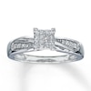 Thumbnail Image 0 of Previously Owned Engagement Ring 1/5 ct tw Princess & Round-cut Diamonds 10K White Gold - Size 4