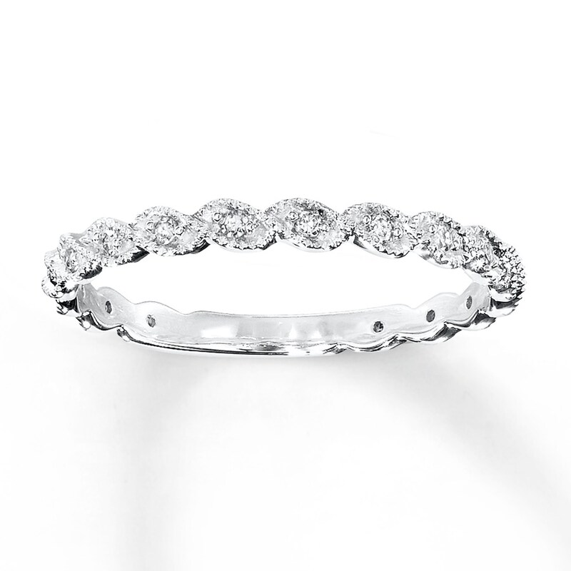 Main Image 1 of Previously Owned Previously Owned Wedding Ring 1/10 ct tw Round-cut Diamonds 14K White Gold - Size 4.75