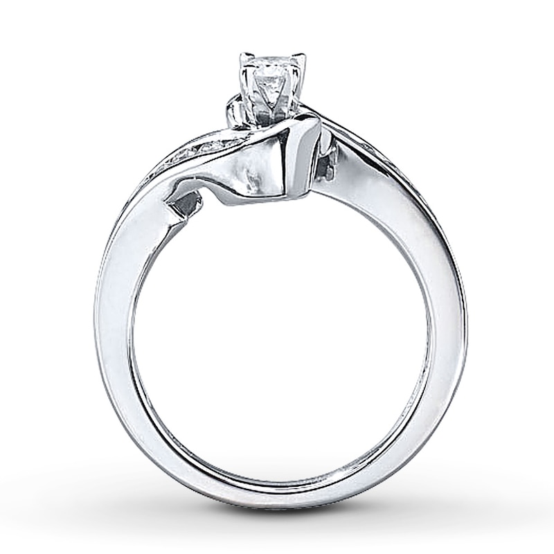 Main Image 2 of Previously Owned Engagement Ring 3/8 ct tw Round-cut Diamonds 14K White Gold - Size 8
