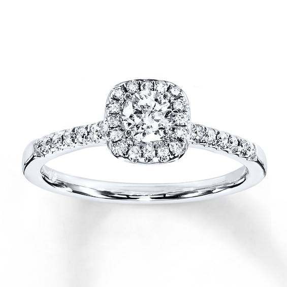 Previously Owned Diamond Engagement Ring 3/8 ct tw Round-cut 10K White Gold Size