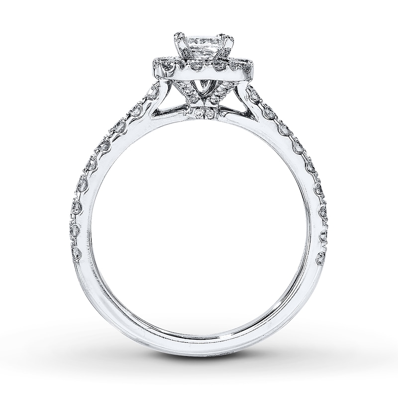 Previously Owned Neil Lane Engagement Ring 7/8 ct tw Princess & Round-cut Diamonds 14K White Gold
