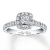 Thumbnail Image 1 of Previously Owned Neil Lane Engagement Ring 7/8 ct tw Princess & Round-cut Diamonds 14K White Gold Size 9