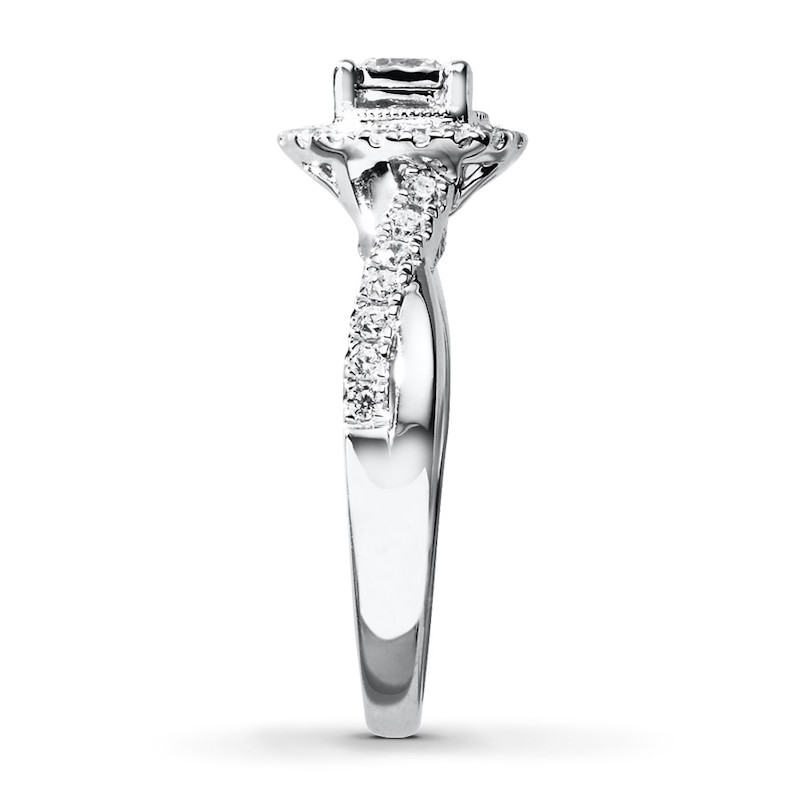 Main Image 3 of Previously Owned Diamond Engagement Ring 5/8 ct tw Round-cut 14K White Gold - Size 4