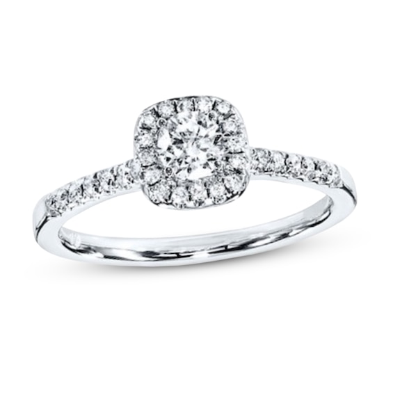 Previously Owned Diamond Engagement Ring 3/8 ct tw Round-cut 10K White Gold Size