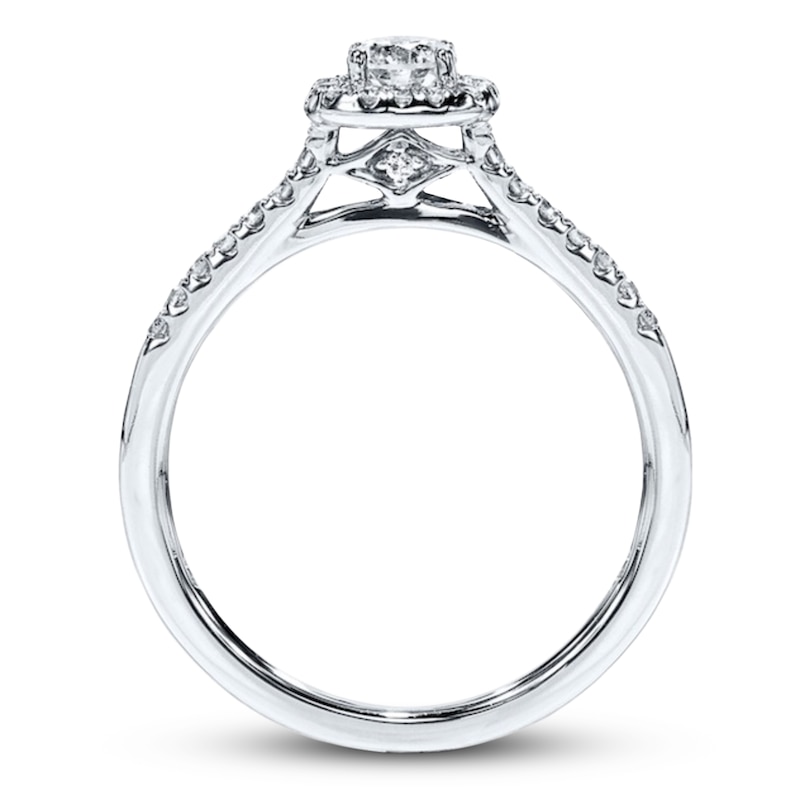Main Image 3 of Previously Owned Diamond Engagement Ring 3/8 ct tw Round-cut 10K White Gold - Size 10.5