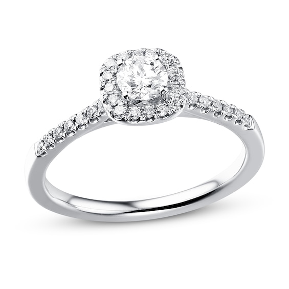 Previously Owned Diamond Engagement Ring 3/8 ct tw Round-cut 10K White Gold Size 9