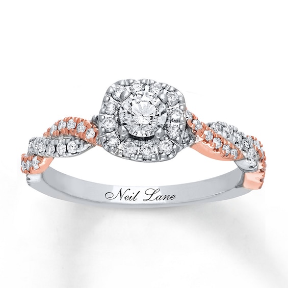 Previously Owned Neil Lane Engagement Ring 1/2 ct tw Round-cut Diamonds 14K Two-Tone Gold Size 3.75