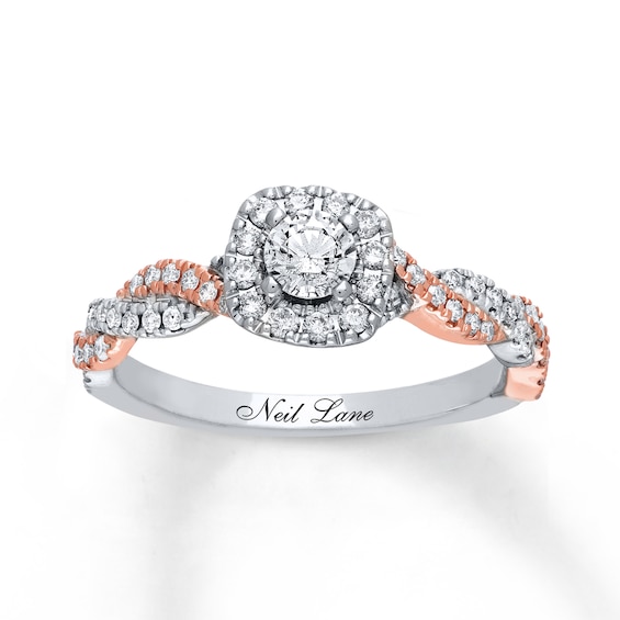 Previously Owned Neil Lane Engagement Ring 1/2 ct tw Round-cut Diamonds 14K Two-Tone Gold 4.5