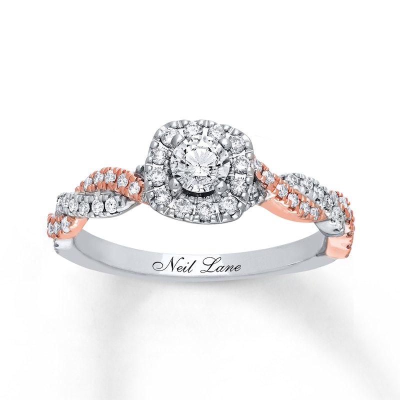 Main Image 1 of Previously Owned Neil Lane Engagement Ring 1/2 ct tw Round-cut Diamonds 14K Two-Tone Gold - Size 4.5