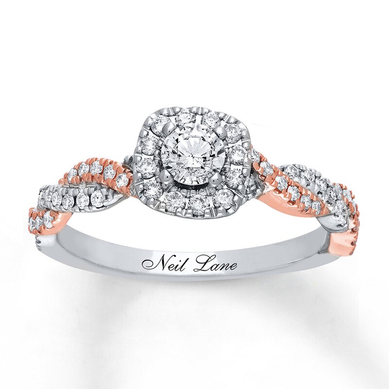 Main Image 1 of Previously Owned Neil Lane Engagement Ring 1/2 ct tw Round-cut Diamonds 14K Two-Tone Gold - Size 5