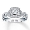 Thumbnail Image 1 of Previously Owned Neil Lane Engagement Ring 1 ct tw Princess & Round-cut Diamonds 14K White Gold - Size 4.25