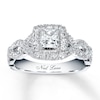 Thumbnail Image 1 of Previously Owned Neil Lane Engagement Ring 1 ct tw Princess & Round-cut Diamonds 14K White Gold - Size 8.5