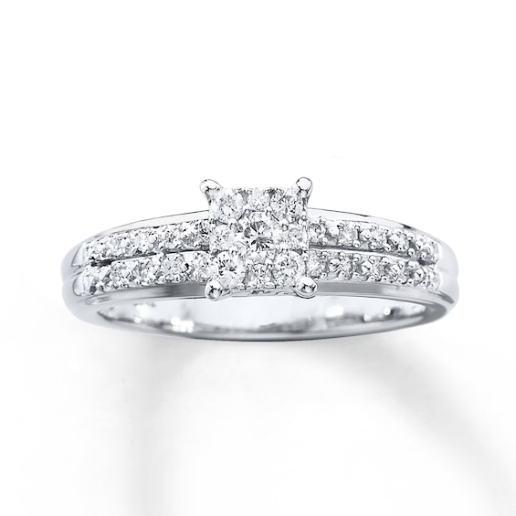 Previously Owned Diamond Engagement Ring 1/4 ct tw Round-cut 10K White Gold Size