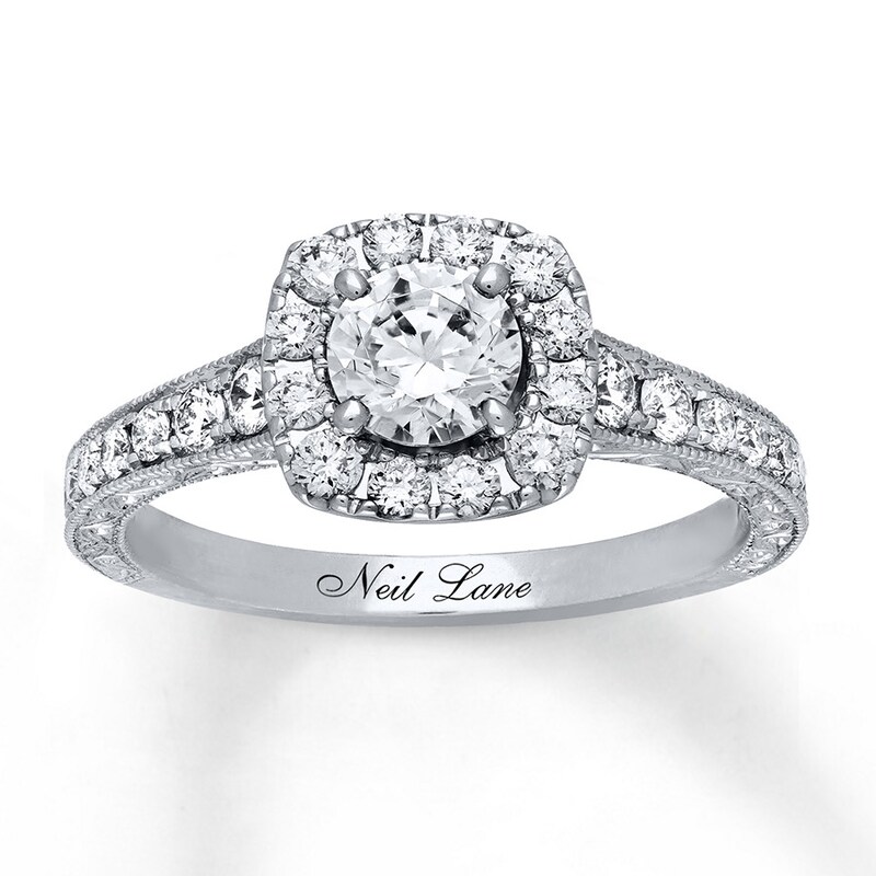Main Image 1 of Previously Owned Neil Lane Engagement Ring 1-1/6 ct tw Round-cut Diamonds 14K White Gold - Size 4.75