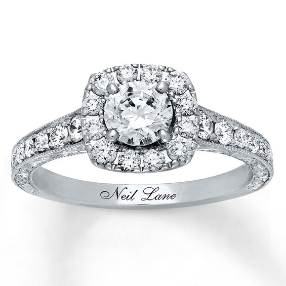 Previously Owned Neil Lane Engagement Ring 1-1/6 ct tw Round-cut Diamonds 14K White Gold Size