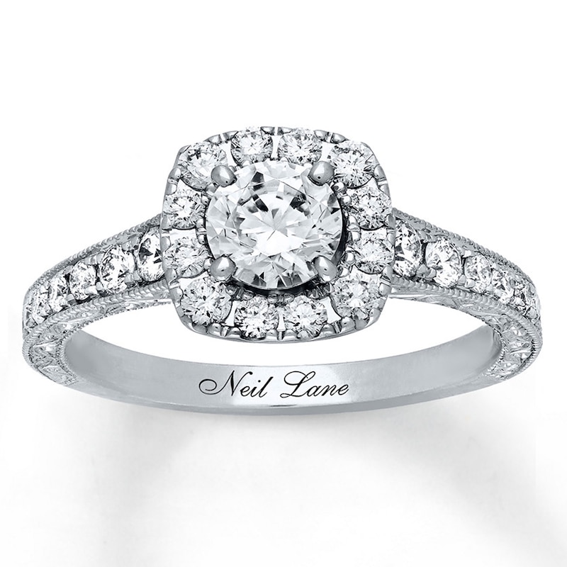 Main Image 1 of Previously Owned Neil Lane Engagement Ring 1-1/6 ct tw Round-cut Diamonds 14K White Gold Size 5