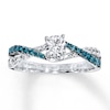 Thumbnail Image 0 of Previously Owned Blue/White Diamond Engagement Ring 3/4 ct tw Round-cut 14K White Gold - Size 8.5