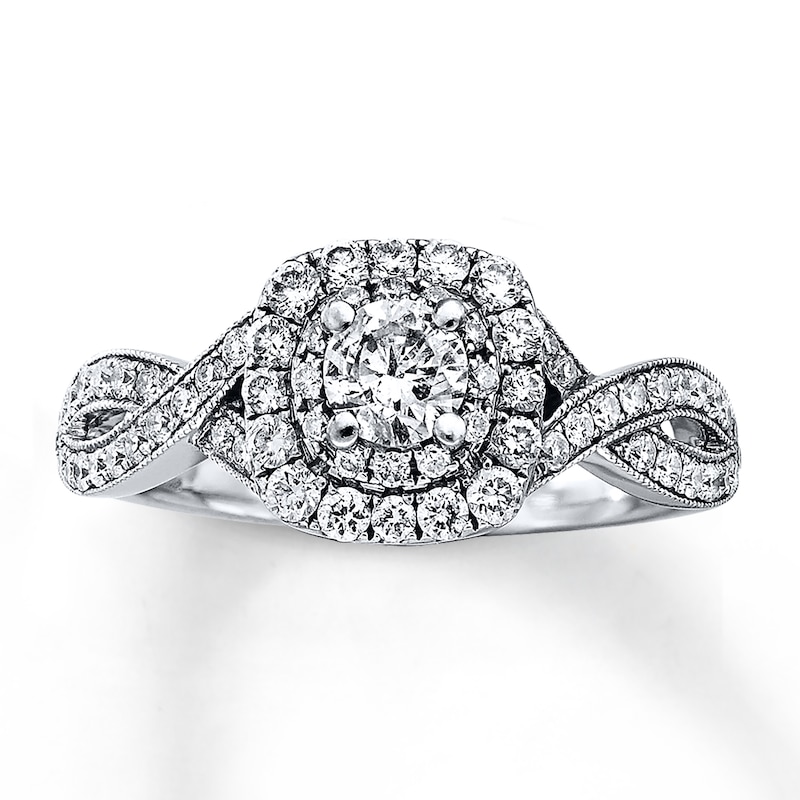 Previously Owned Neil Lane Engagement Ring 7/8 ct tw Round-cut Diamonds 14K White Gold - Size 8.5