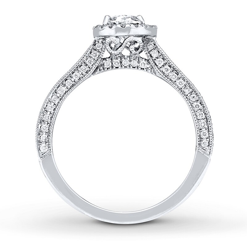 Main Image 2 of Previously Owned Neil Lane Engagement Ring 1-3/8 ct tw Oval & Round-cut 14K White Gold - Size 4.5
