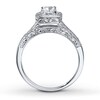 Thumbnail Image 2 of Previously Owned Diamond Engagement Ring 1/2 ct tw Princess & Round-cut 14K White Gold - Size 4.75