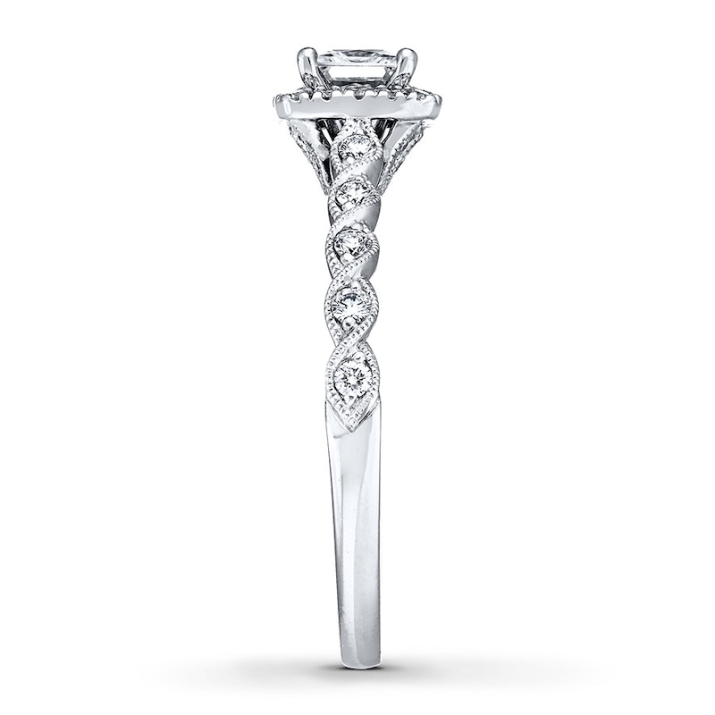 Main Image 3 of Previously Owned Neil Lane Engagement Ring 3/4 ct tw Princess & Round-cut Diamonds 14K White Gold - Size 4.5