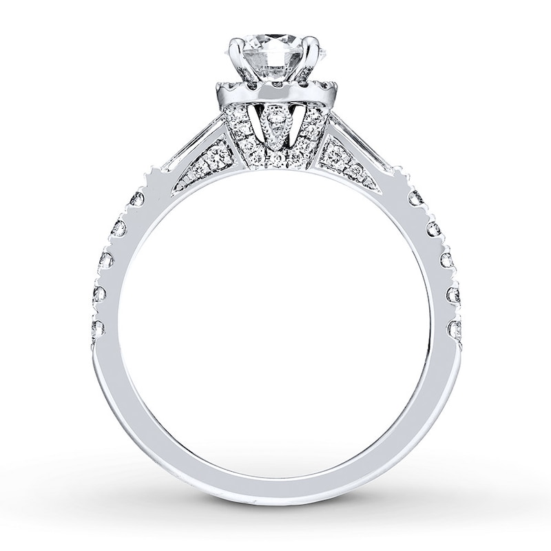 Previously Owned Neil Lane Engagement Ring 1-1/4 ct tw Round & Baguette-cut Diamonds 14K White Gold - Size 6