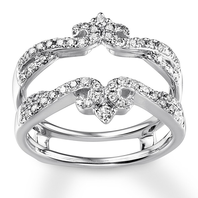 Main Image 1 of Previously Owned Diamond Insert Ring 1/2 ct tw Round-cut 14K White Gold - Size 10.5