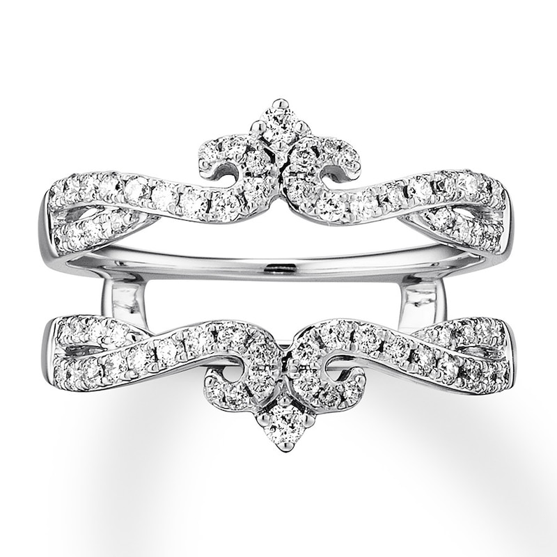 Main Image 4 of Previously Owned Diamond Insert Ring 1/2 ct tw Round-cut 14K White Gold - Size 10.5