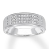 Thumbnail Image 0 of Previously Owned Men's Diamond Wedding Band 1/4 ct tw Round-cut 10K White Gold - Size 7
