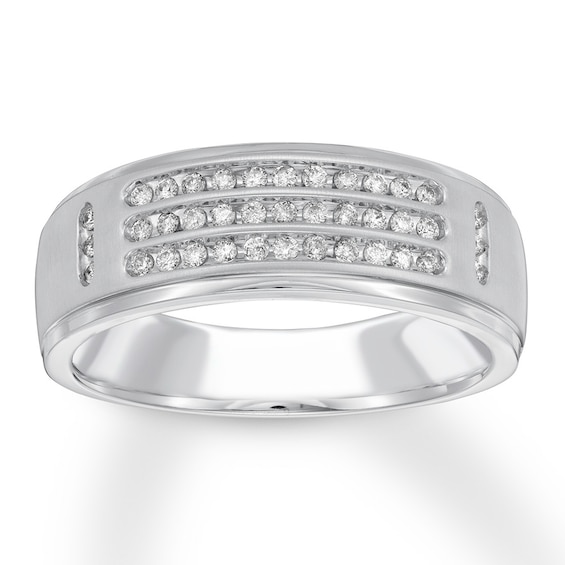 Previously Owned Men's Diamond Wedding Band 1/4 ct tw Round-cut 10K White Gold Size 7