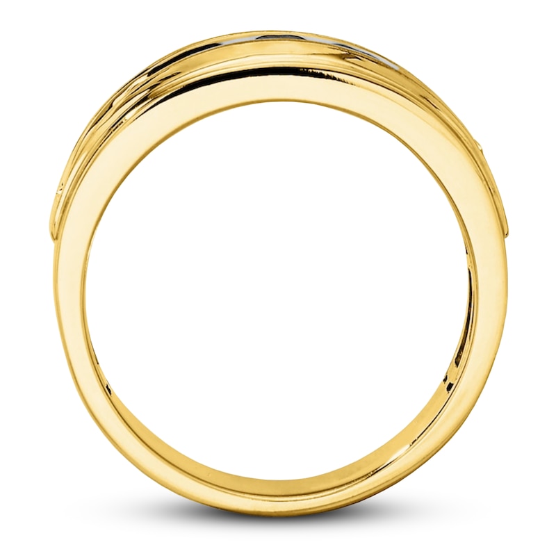 Main Image 3 of Previously Owned Men's Diamond Wedding Band 1 ct tw Round-cut 10K Yellow Gold - Size 13.75