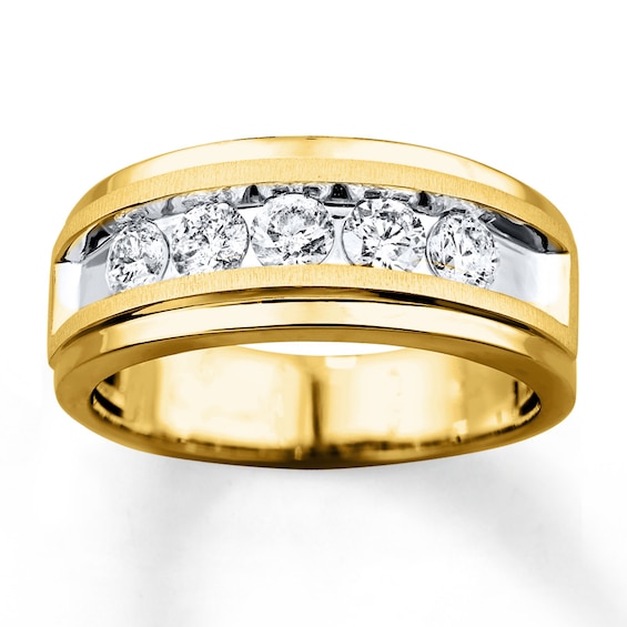 Previously Owned Men's Diamond Ring 1 ct tw Round-cut 10K Yellow Gold 14