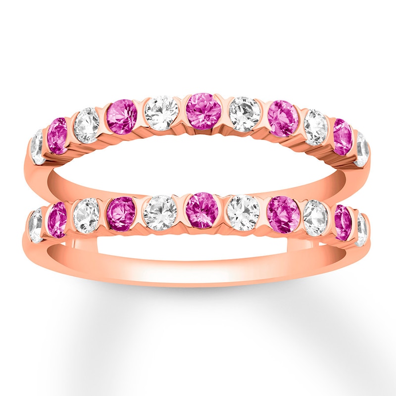 Main Image 1 of Previously Owned Pink Sapphire Enhancer Ring 1/2 ct tw Round-cut Diamonds 14K Rose Gold - Size 10.5