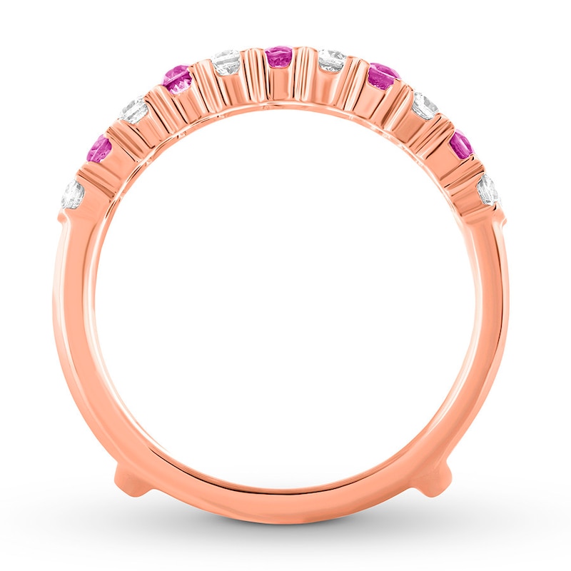 Main Image 2 of Previously Owned Pink Sapphire Enhancer Ring 1/2 ct tw Round-cut Diamonds 14K Rose Gold - Size 10.5