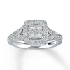 Thumbnail Image 1 of Previously Owned Diamond Engagement Ring 1/2 ct tw Princess & Round-cut Diamonds 14K White Gold - Size 5